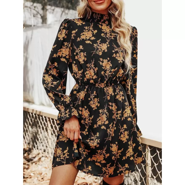 imageCUPSHE Leopard Mini Dresses for Women Aline Long Sleeves Fall Tiered Flowying DressYellow