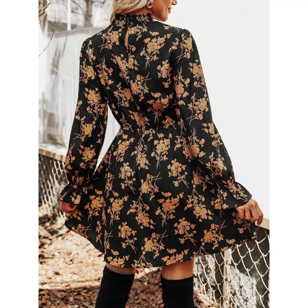 imageCUPSHE Leopard Mini Dresses for Women Aline Long Sleeves Fall Tiered Flowying DressYellow