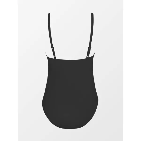 imageCUPSHE Maternity Swimsuit for Women One Piece Swimsuits Pregnancy Swimwear Spaghetti Straps Ruched AdjustableBlack