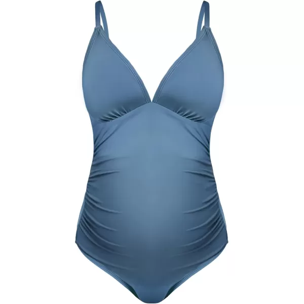imageCUPSHE Maternity Swimsuit for Women One Piece Swimsuits Pregnancy Swimwear Spaghetti Straps Ruched AdjustableCerulean Blue