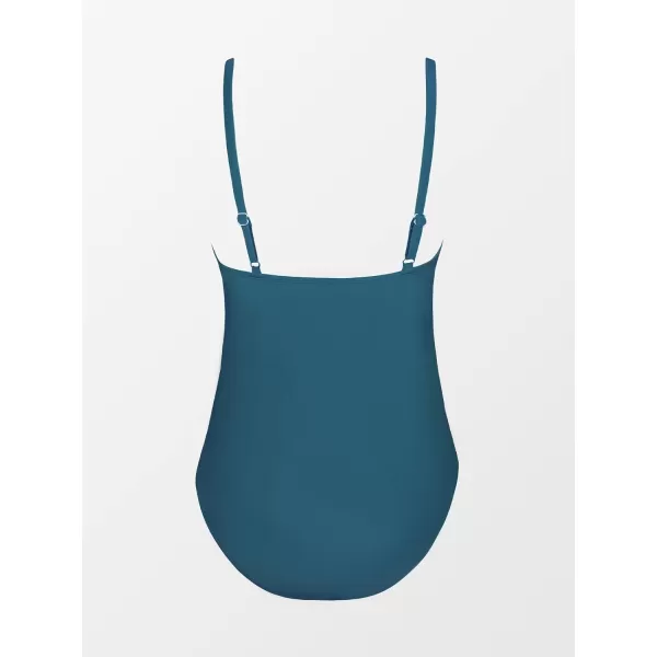 imageCUPSHE Maternity Swimsuit for Women One Piece Swimsuits Pregnancy Swimwear Spaghetti Straps Ruched AdjustableDark Blue