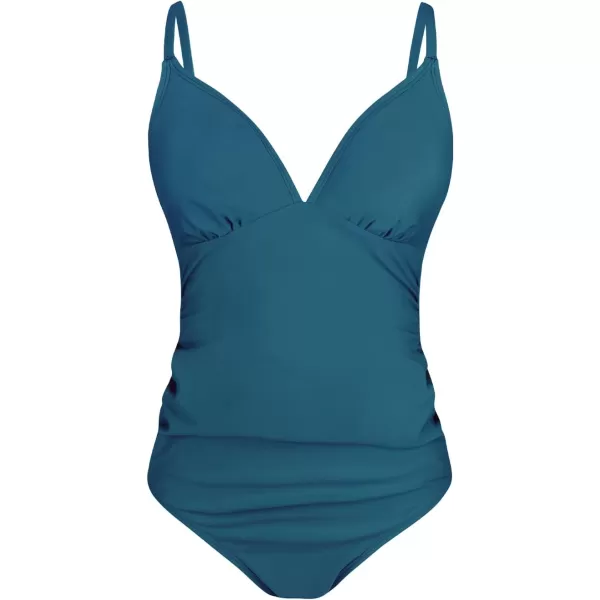 imageCUPSHE Maternity Swimsuit for Women One Piece Swimsuits Pregnancy Swimwear Spaghetti Straps Ruched AdjustableDark Blue