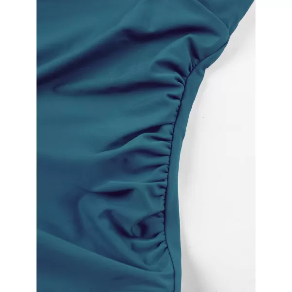 imageCUPSHE Maternity Swimsuit for Women One Piece Swimsuits Pregnancy Swimwear Spaghetti Straps Ruched AdjustableDark Blue