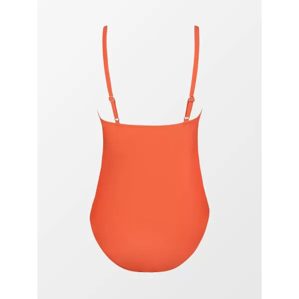imageCUPSHE Maternity Swimsuit for Women One Piece Swimsuits Pregnancy Swimwear Spaghetti Straps Ruched AdjustableOrange