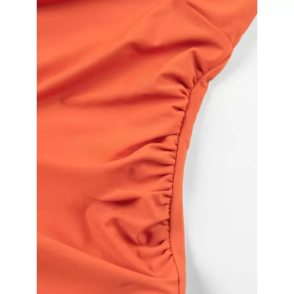 imageCUPSHE Maternity Swimsuit for Women One Piece Swimsuits Pregnancy Swimwear Spaghetti Straps Ruched AdjustableOrange