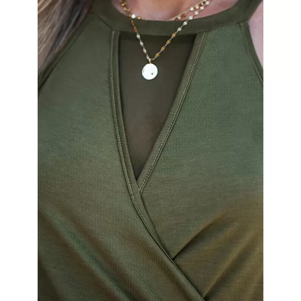 imageCUPSHE Mesh Insert Wrapped Cami Tee Shirts Sleeveless Tank Tops Casual SexyGreen