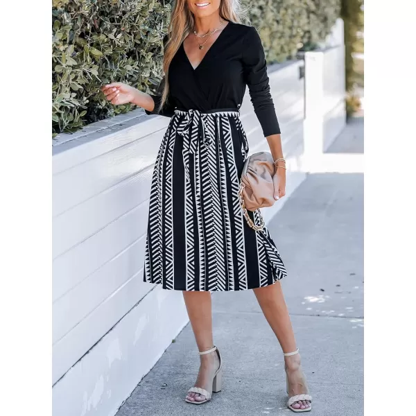 imageCUPSHE Paisley Print Belted Dress Short Sleeves Crew Neck Dresses Casual SummerBlackv Neck