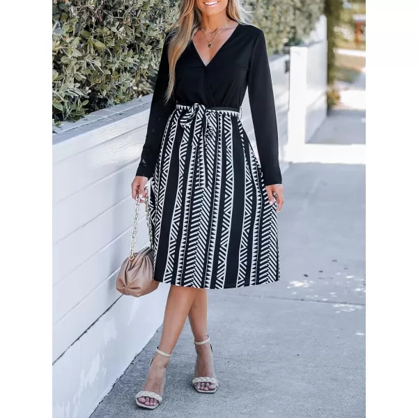imageCUPSHE Paisley Print Belted Dress Short Sleeves Crew Neck Dresses Casual SummerBlackv Neck