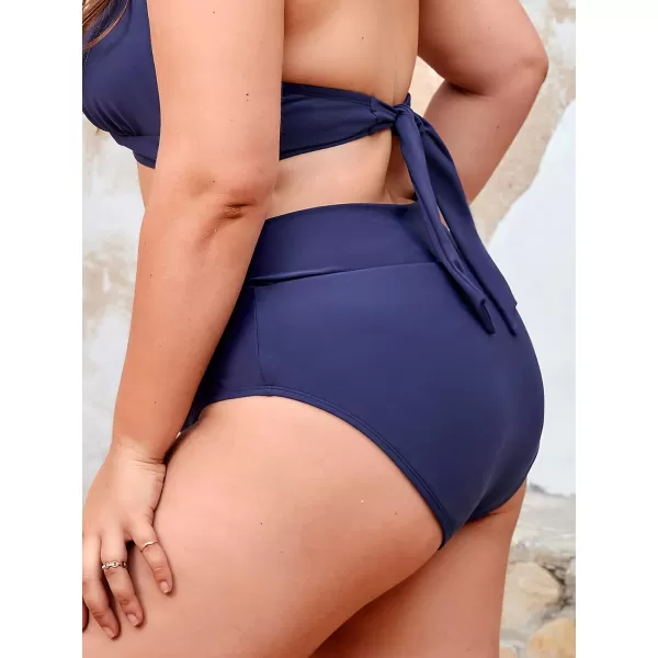imageCUPSHE Plus Size Swimsuit Bikini Bottom Swimwear High Waisted Crisscross BandPurple