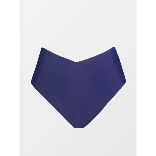 imageCUPSHE Plus Size Swimsuit Bikini Bottom Swimwear High Waisted Crisscross BandPurple