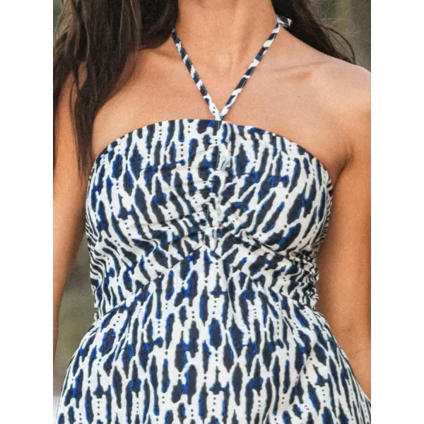 imageCUPSHE Print Halter Maxi Dress Aline Sleeveless Summer DressNavy Floral