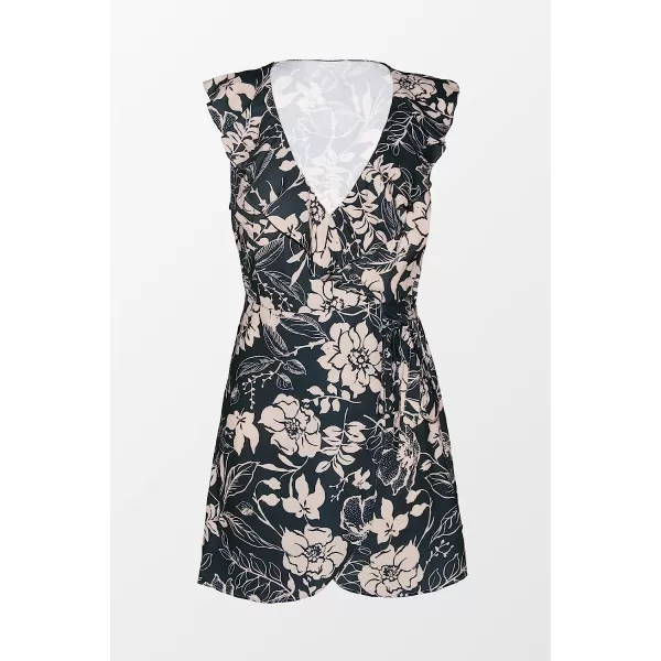 imageCUPSHE Sleeveless Tie Waiste Ruffle Dress Ruffled VNeck Floral Print Summer DressFloral
