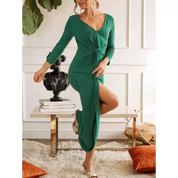 imageCUPSHE Solid Emerald Green Dress TwistFront Fall Dress for Party Cocktail Maxi DressGreen