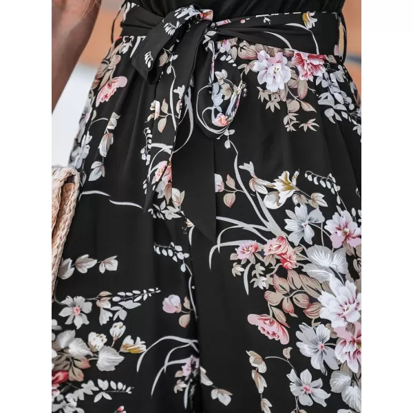 imageCUPSHE Summer Womens Jumpsuit Sleeveless Scoop Neck Floral Print Romper Overalls Casual Pollover Belted JumpsuitBlack