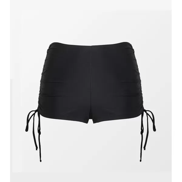 imageCUPSHE Swim Shorts for Women Bikini Bottom High Waisted Drawstring Ties Ruched SportyBlack