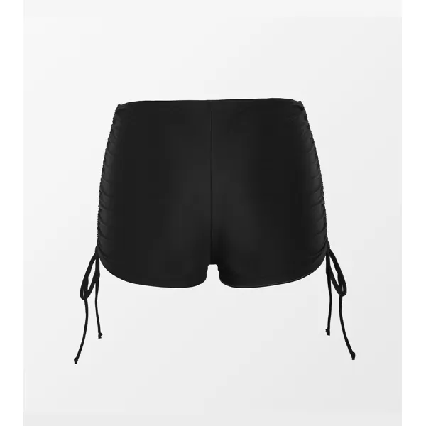 imageCUPSHE Swim Shorts for Women Bikini Bottom High Waisted Drawstring Ties Ruched SportyBlack