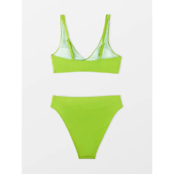 imageCUPSHE Swimsuit Bikini Set for Women Bathing Suit Twist Adjustable Straps Hipster High Cut Mid RiseGreen