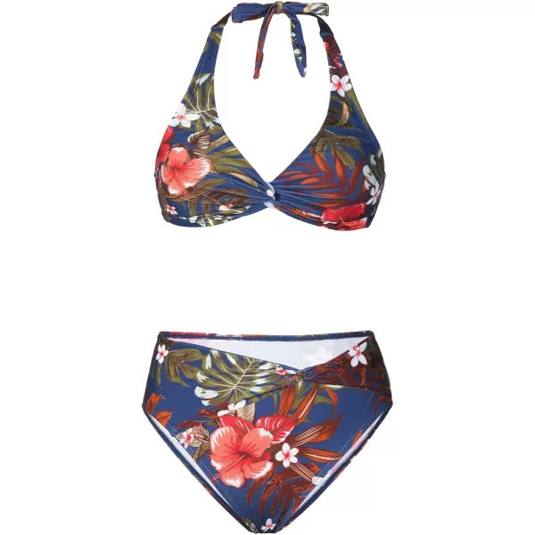 imageCUPSHE Swimsuit Bikini Set for Women Bathing Suit Twist Adjustable Straps Hipster High Cut Mid RiseMulticolor