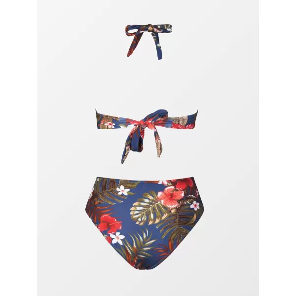imageCUPSHE Swimsuit Bikini Set for Women Bathing Suit Twist Adjustable Straps Hipster High Cut Mid RiseMulticolor