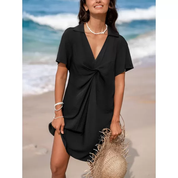 imageCUPSHE Swimsuit Coverups for Women Beach Swimwear Cover Ups Dress ShirtBlack