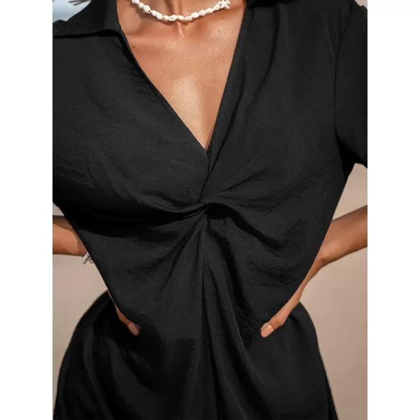 imageCUPSHE Swimsuit Coverups for Women Beach Swimwear Cover Ups Dress ShirtBlack