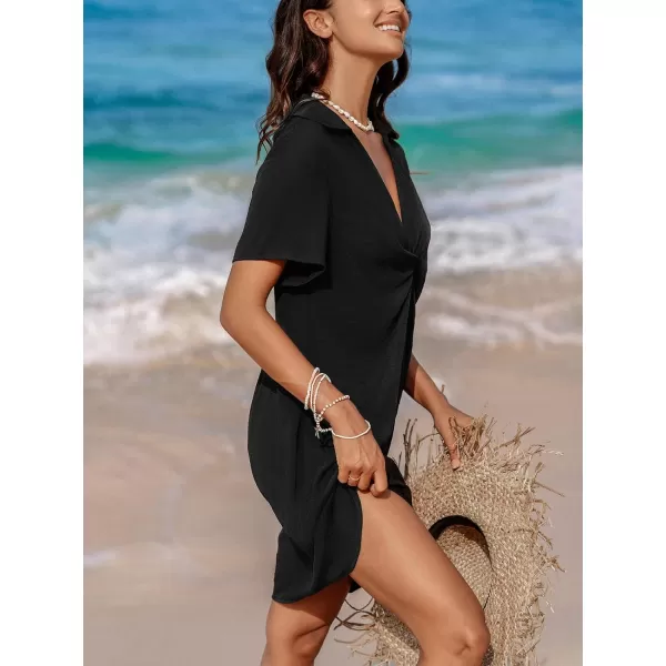imageCUPSHE Swimsuit Coverups for Women Beach Swimwear Cover Ups Dress ShirtBlack