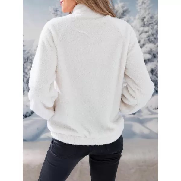 imageCUPSHE Tops Stand Collar Half Button Hoodie Long Sleeves Front Pocket SweatershirtsWhite