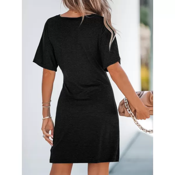 imageCUPSHE VNeck Mini Dress Short Sleeves Twisted Front Dresses Casual SummerBlack