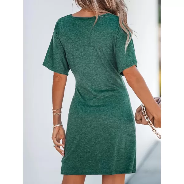 imageCUPSHE VNeck Mini Dress Short Sleeves Twisted Front Dresses Casual SummerGreen