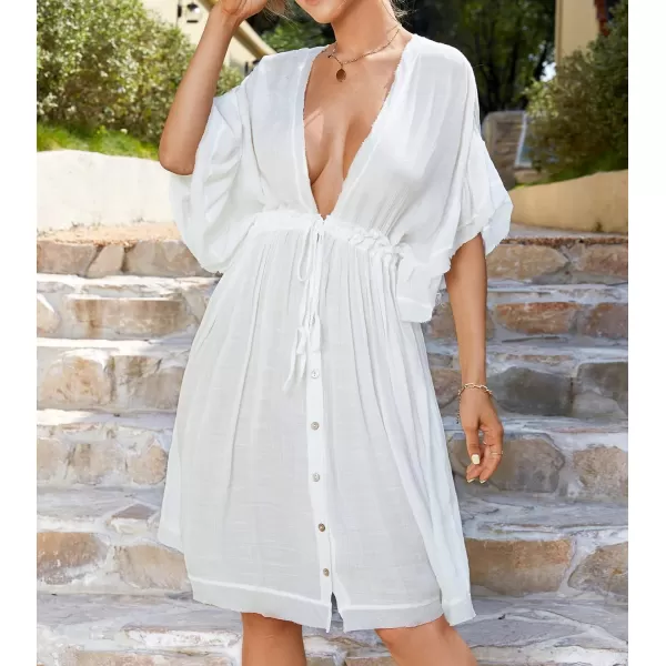 imageCUPSHE White Cover Up Dress for Women Tunic Sheer Flowy Swing Mid LengthWhite