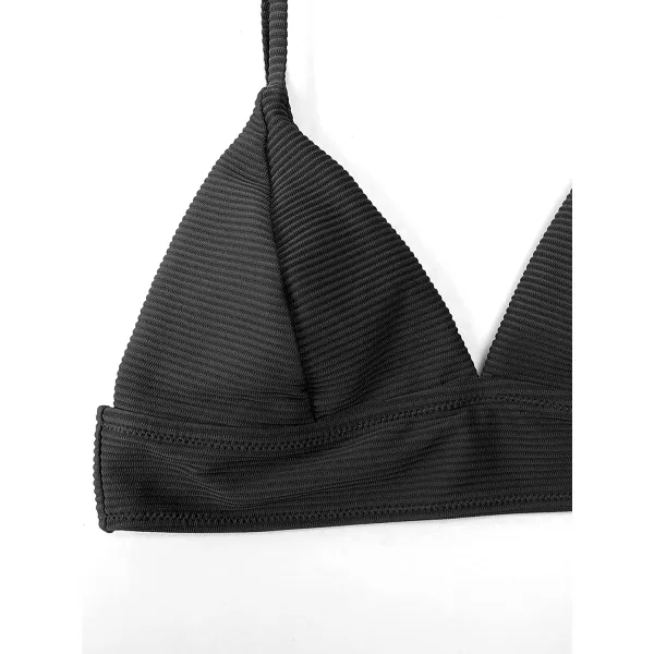 imageCUPSHE Women Bikini Set Solid Color Sexy Triangle Two Piece SwimsuitBlack