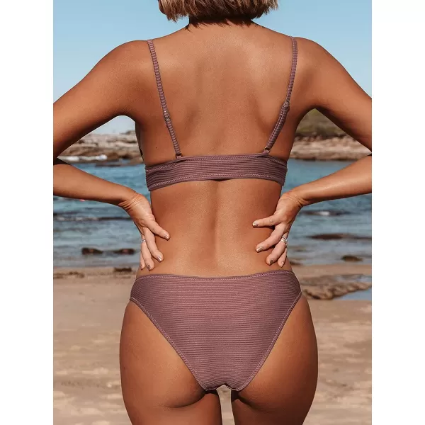 imageCUPSHE Women Bikini Set Solid Color Sexy Triangle Two Piece SwimsuitBrick Red