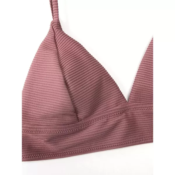 imageCUPSHE Women Bikini Set Solid Color Sexy Triangle Two Piece SwimsuitBrick Red