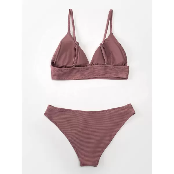 imageCUPSHE Women Bikini Set Solid Color Sexy Triangle Two Piece SwimsuitBrick Red