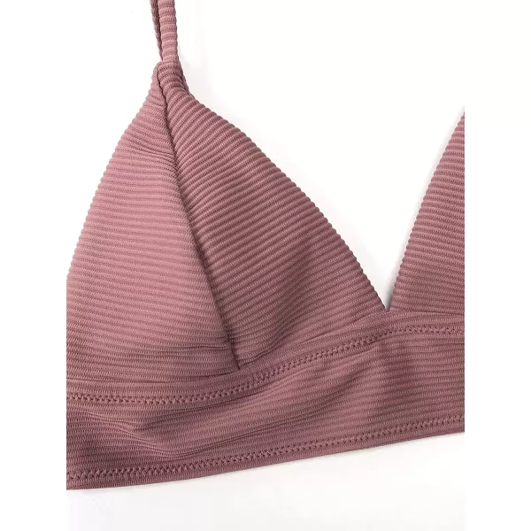 imageCUPSHE Women Bikini Set Solid Color Sexy Triangle Two Piece SwimsuitBrick Red