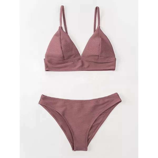 imageCUPSHE Women Bikini Set Solid Color Sexy Triangle Two Piece SwimsuitBrick Red