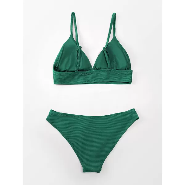 imageCUPSHE Women Bikini Set Solid Color Sexy Triangle Two Piece SwimsuitGrass Green