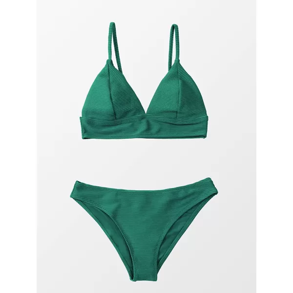 imageCUPSHE Women Bikini Set Solid Color Sexy Triangle Two Piece SwimsuitGrass Green