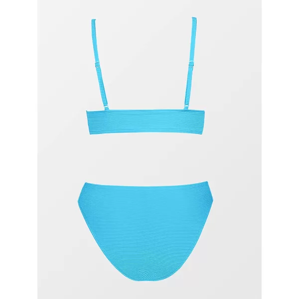 imageCUPSHE Women Bikini Set Solid Color Sexy Triangle Two Piece SwimsuitLight Sky Blue