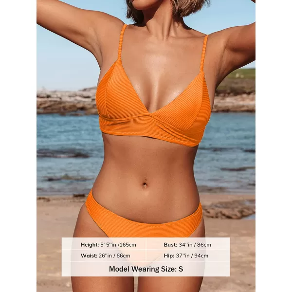 imageCUPSHE Women Bikini Set Solid Color Sexy Triangle Two Piece SwimsuitOrange