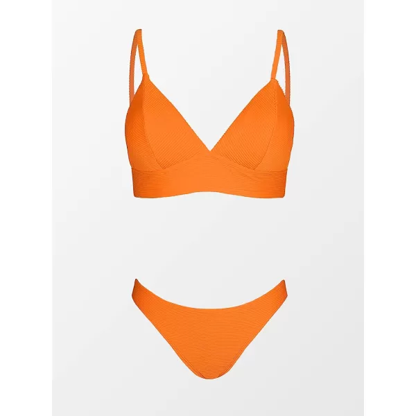 imageCUPSHE Women Bikini Set Solid Color Sexy Triangle Two Piece SwimsuitOrange