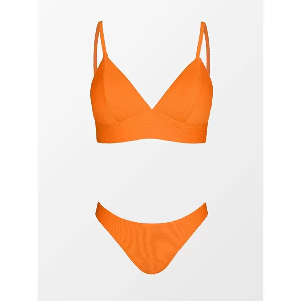 imageCUPSHE Women Bikini Set Solid Color Sexy Triangle Two Piece SwimsuitOrange