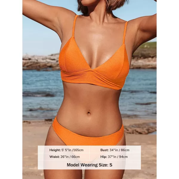 imageCUPSHE Women Bikini Set Solid Color Sexy Triangle Two Piece SwimsuitOrange
