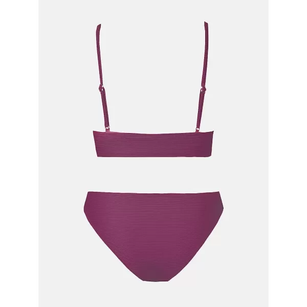 imageCUPSHE Women Bikini Set Solid Color Sexy Triangle Two Piece SwimsuitPurple