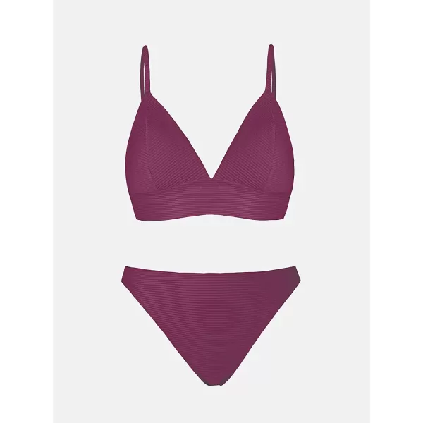 imageCUPSHE Women Bikini Set Solid Color Sexy Triangle Two Piece SwimsuitPurple