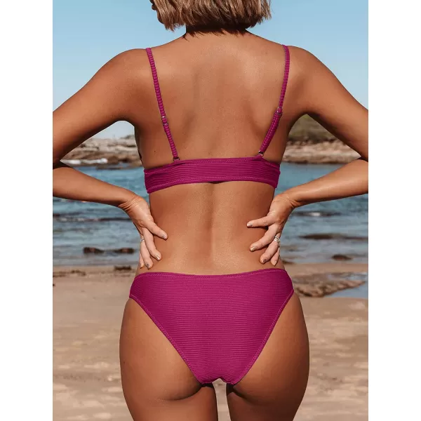 imageCUPSHE Women Bikini Set Solid Color Sexy Triangle Two Piece SwimsuitRose