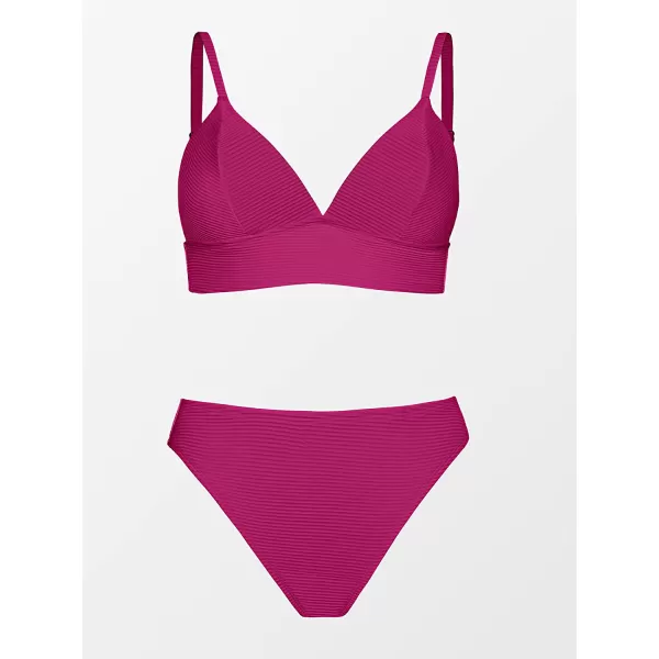 imageCUPSHE Women Bikini Set Solid Color Sexy Triangle Two Piece SwimsuitRose