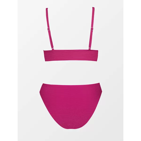 imageCUPSHE Women Bikini Set Solid Color Sexy Triangle Two Piece SwimsuitRose