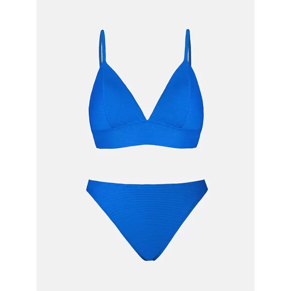 imageCUPSHE Women Bikini Set Solid Color Sexy Triangle Two Piece SwimsuitRoyal Blue