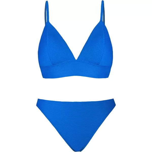 imageCUPSHE Women Bikini Set Solid Color Sexy Triangle Two Piece SwimsuitRoyal Blue